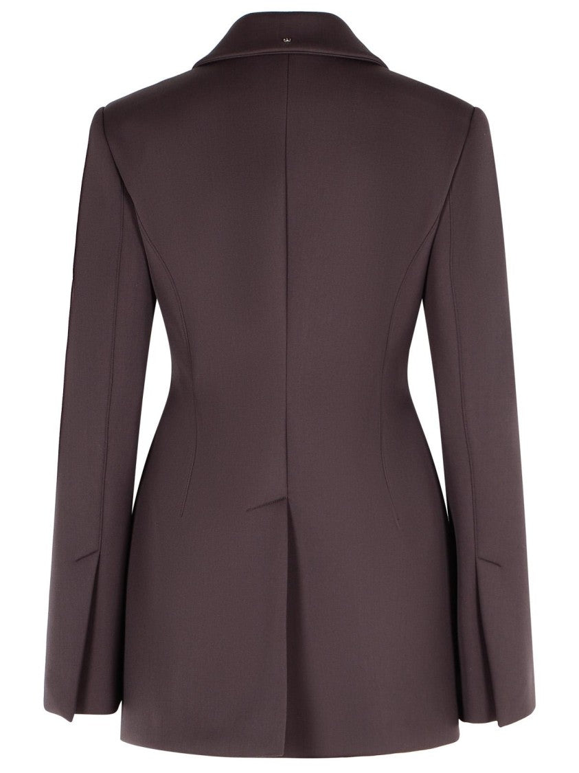 Sportmax 'Bacio' Tight Jacket In Coffee Virgin Wool Blend