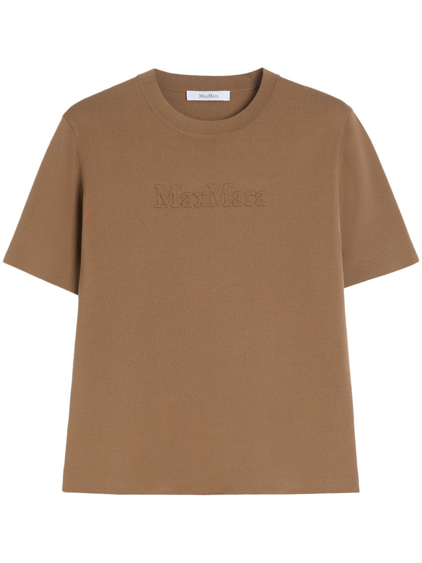 Max Mara Relaxed Brown T-Shirt With Embossed Logo