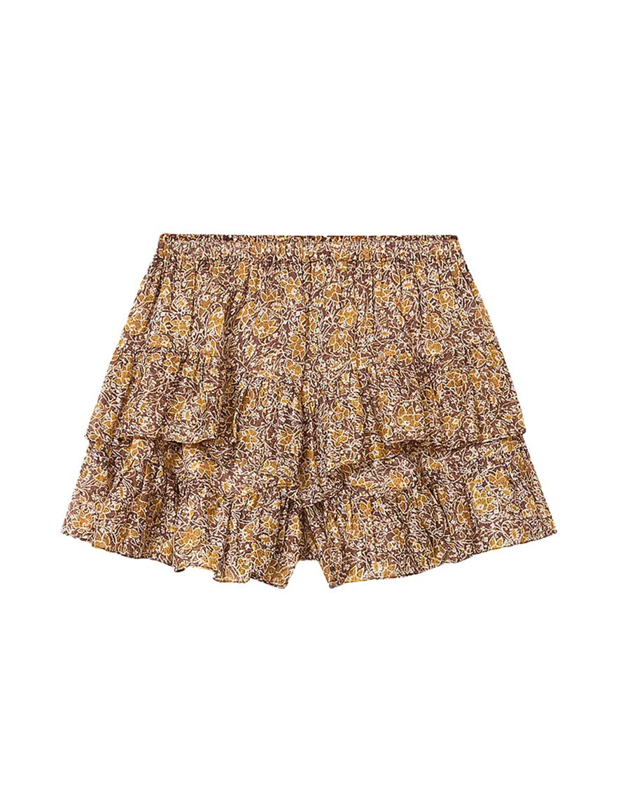 Isabel Marant Étoile Floral Print Flared Shorts With Ruffled Hemline