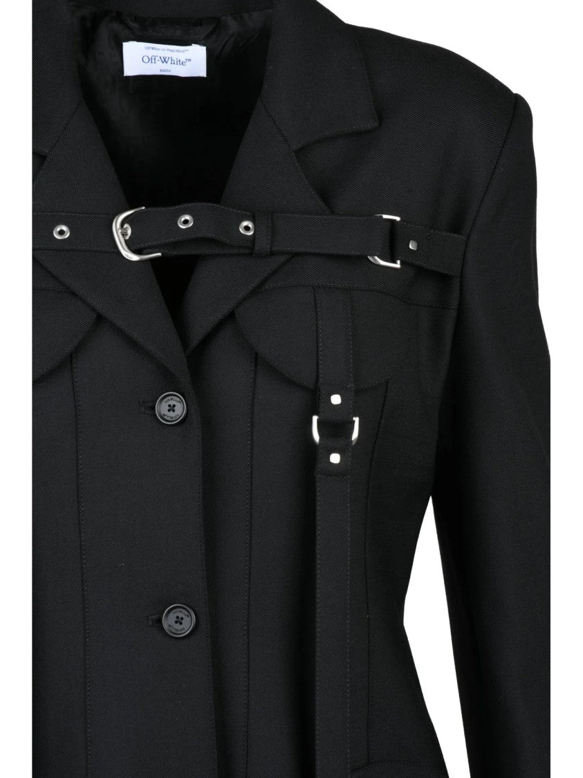 Off-White Black Polyester-Blend Cargo Jacket
