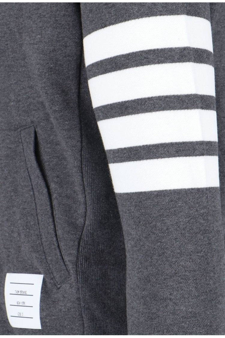 Thom Browne Zip-Up Hoodie With Striped Sleeves