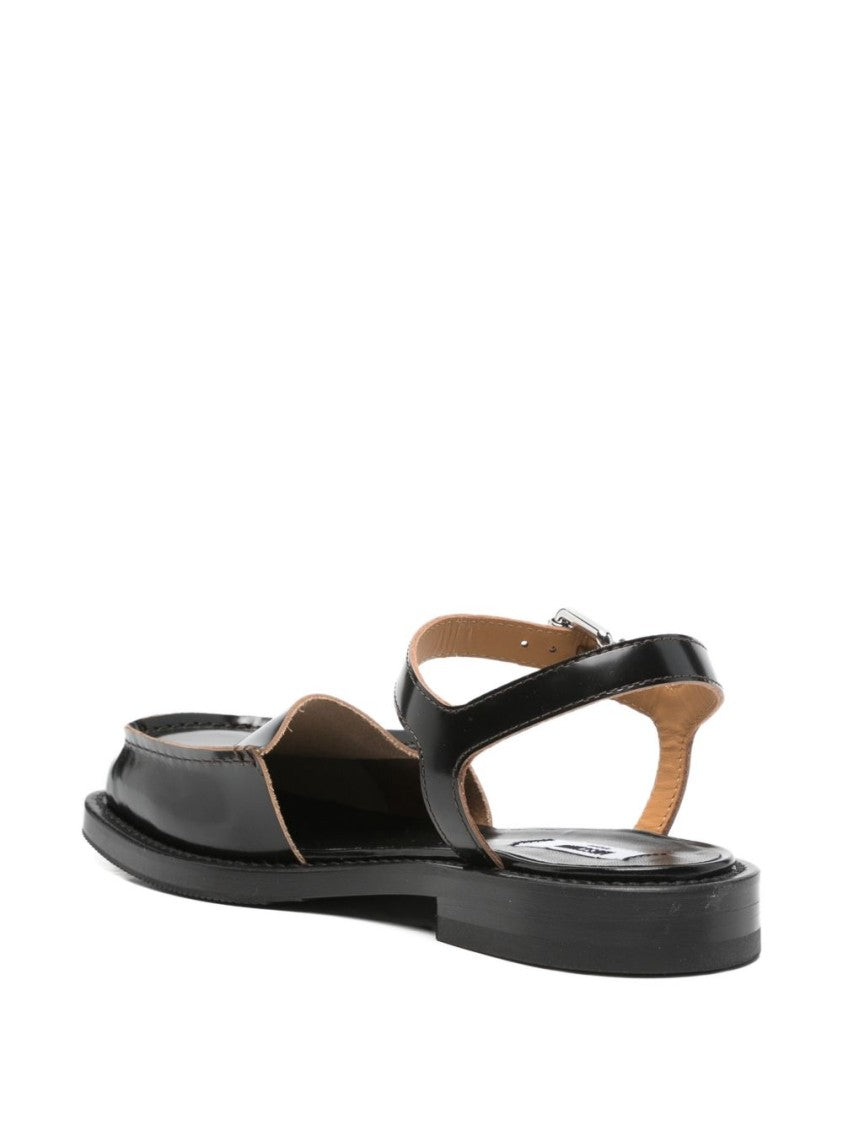 Moschino Black Silk And Nylon Strappy Sandals