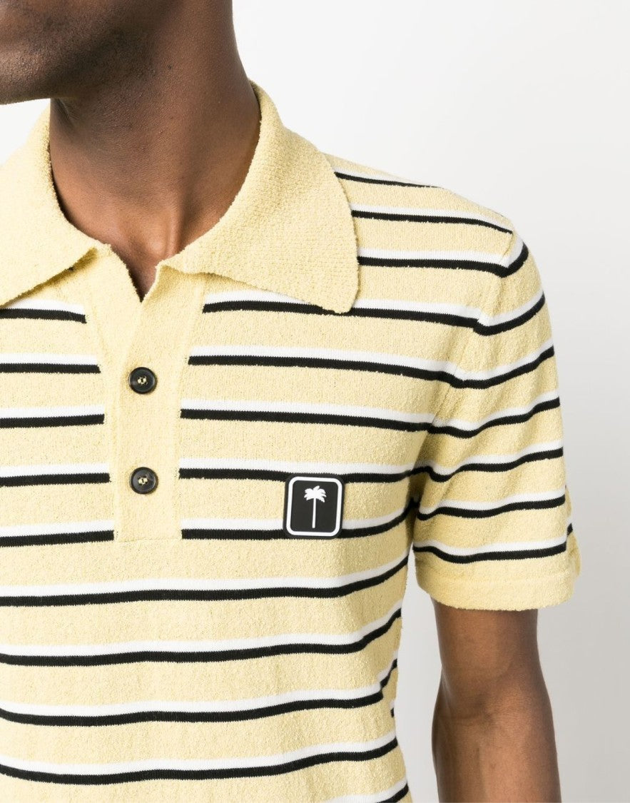 Palm Angels Stripy Terry Knitted Logo Polo Shirt