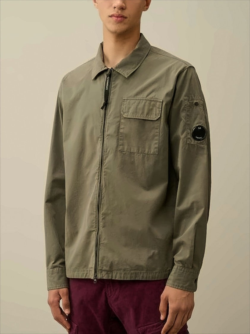 C.P. Company Brown Minimalist Casual Jacket With Unique Lens Detail