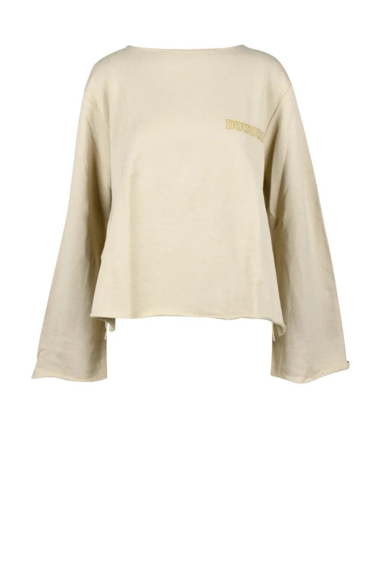 Douuod Beige Crewneck Cotton Sweater