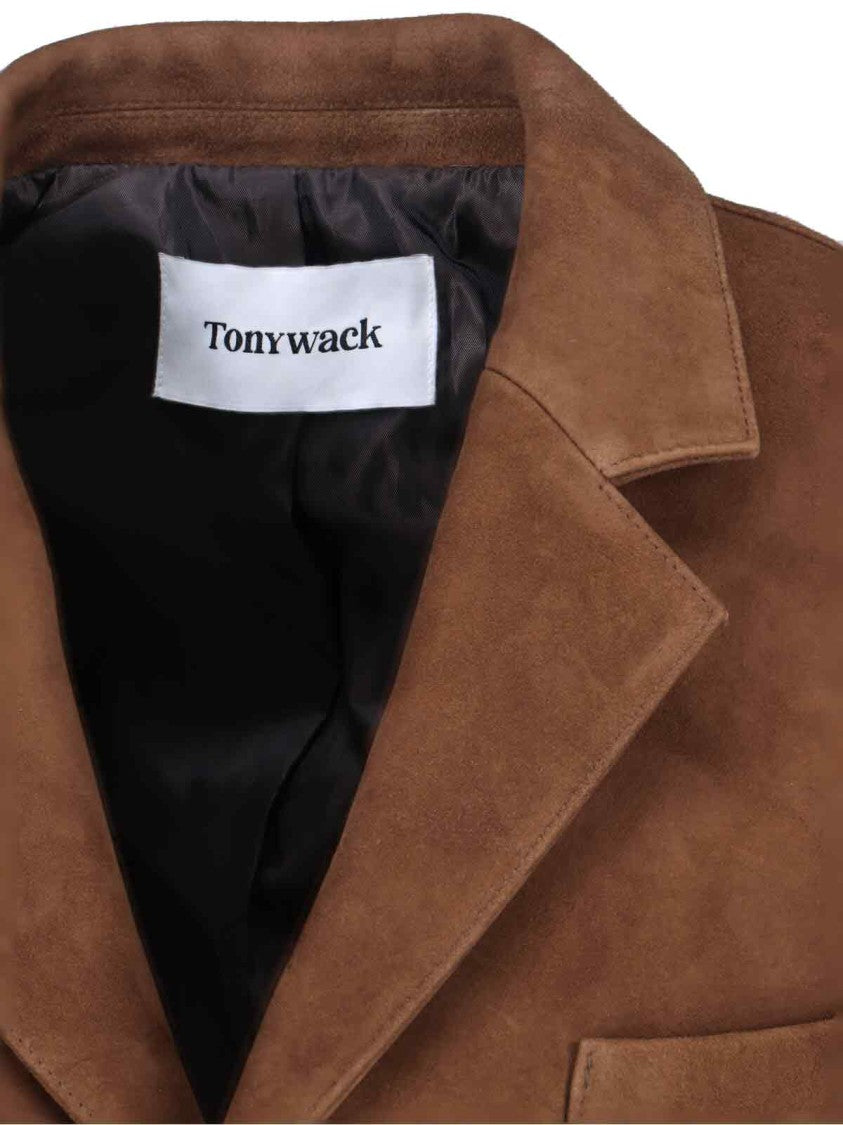 Tonywack Single-Breasted Suede Blazer With Classic Lapel