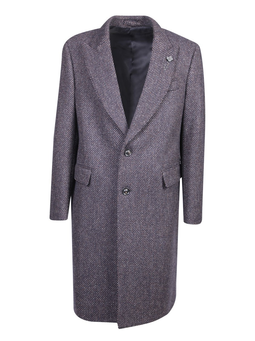 Lardini Blue Wool-Cashmere Blend Tailored Coat