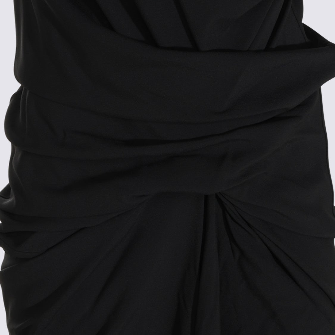Rick Owens Draped Black Midi Dress With Asymmetrical Hemline
