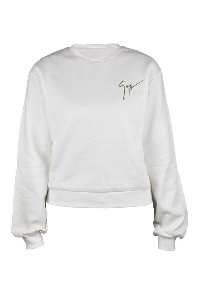 Giuseppe Zanotti Short White Cotton Sweatshirt