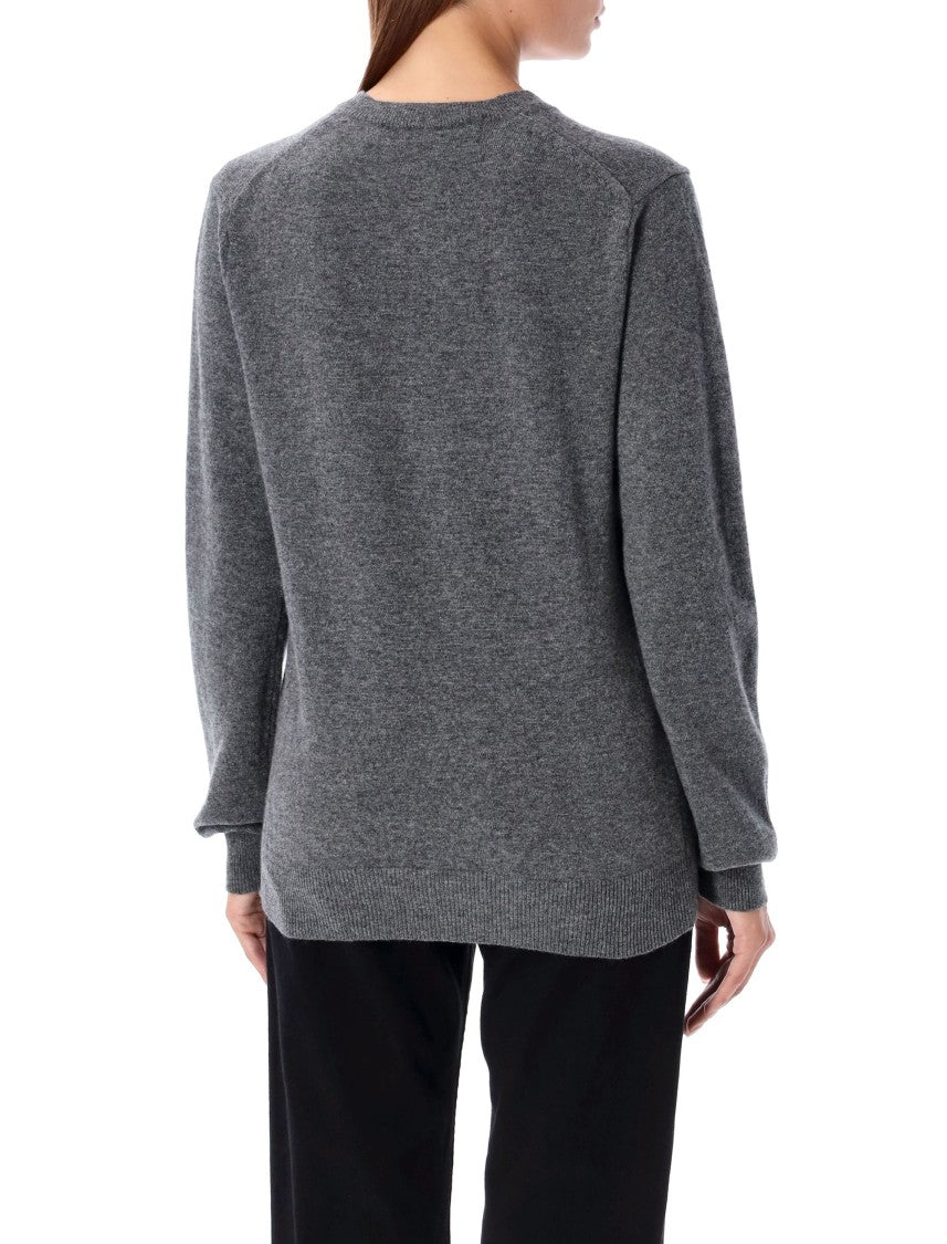 Comme Des Garçons Red Heart Patch V-Neck