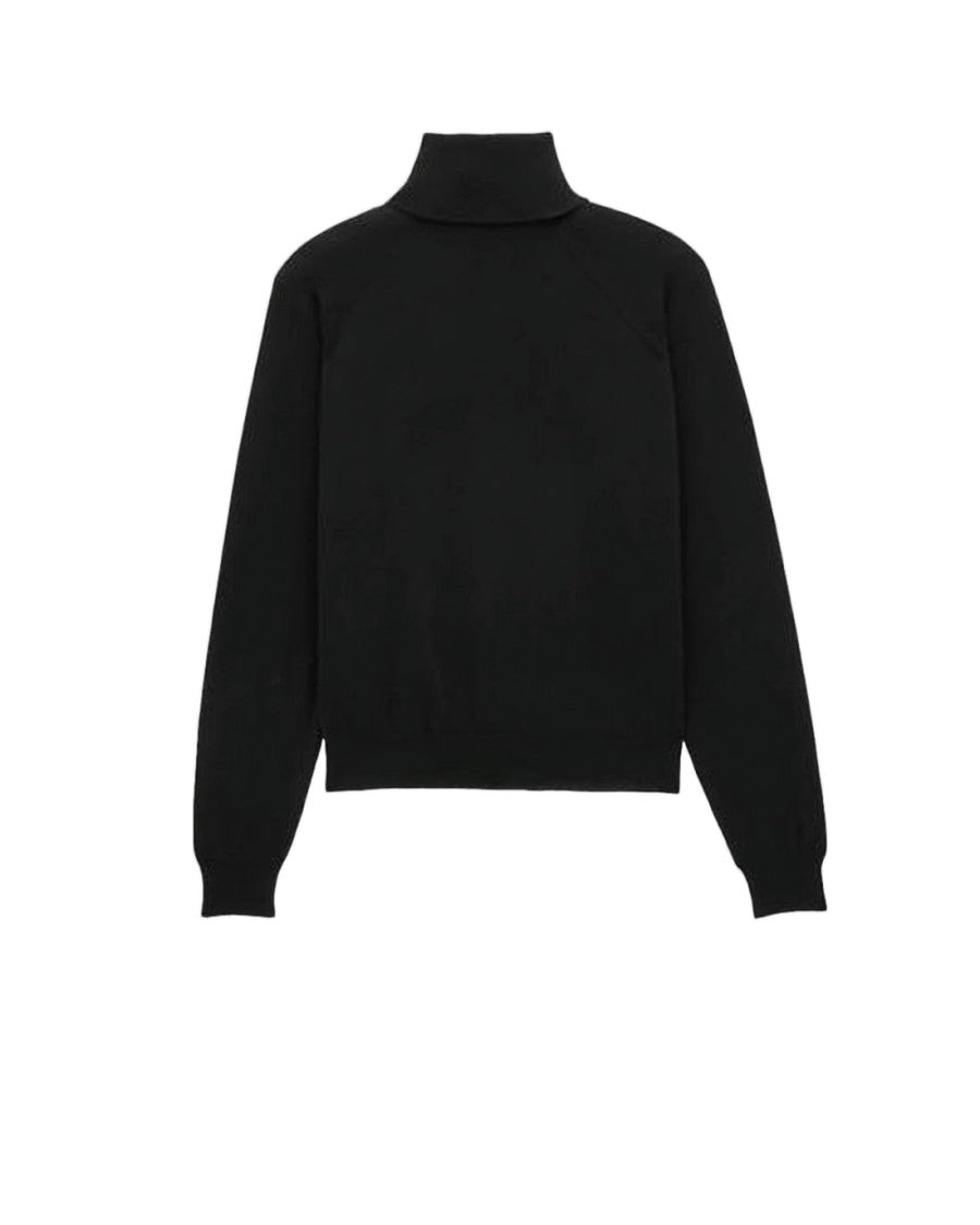 Saint Laurent Fitted Black Cashmere Turtleneck Sweater