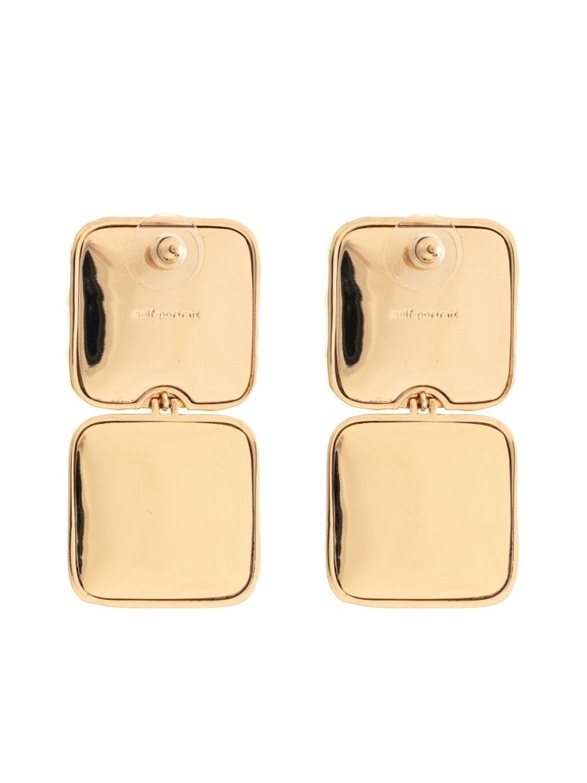 Self-Portrait Bijoux Oro Earrings With Faux Pearl Centerpiece