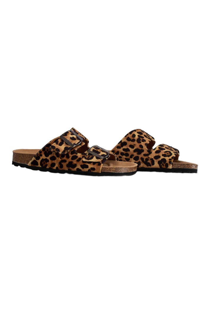 Mc2 Saint Barth Cork Sandals With Adjustable Leopard Print Straps