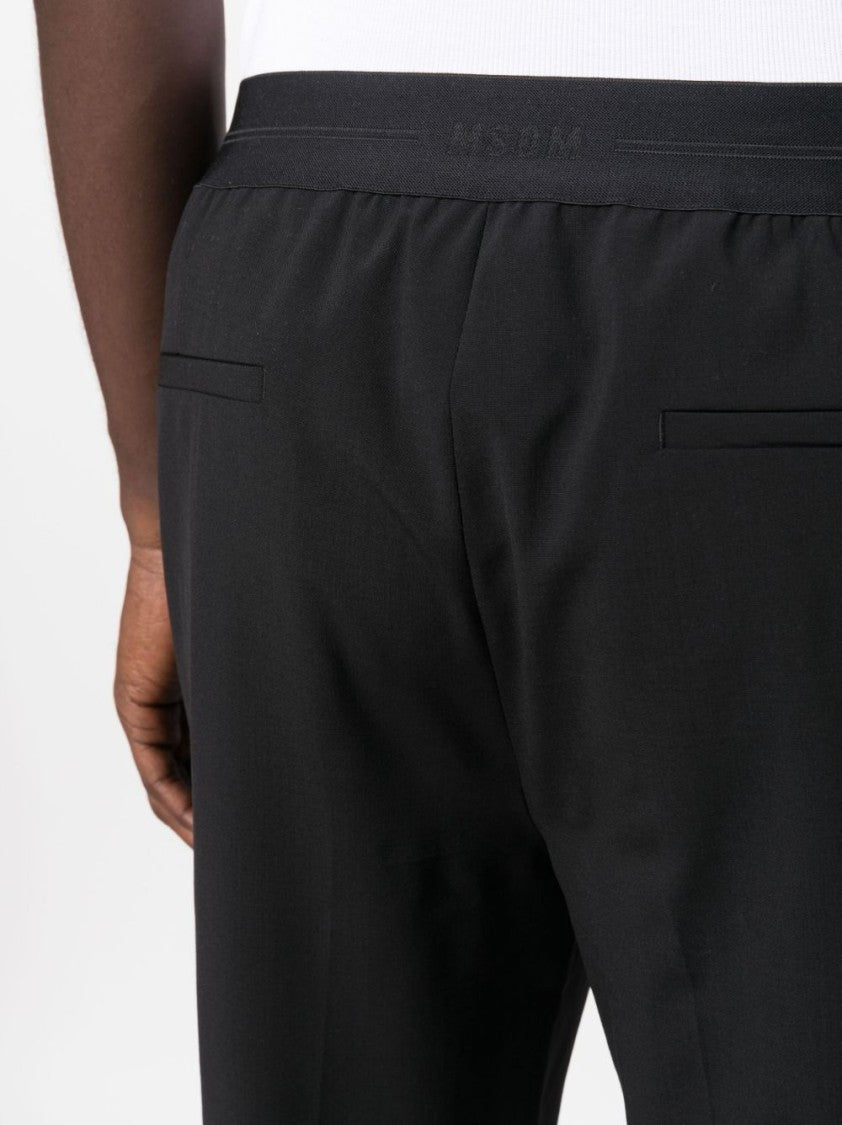 Msgm Black Wool Blend Trousers