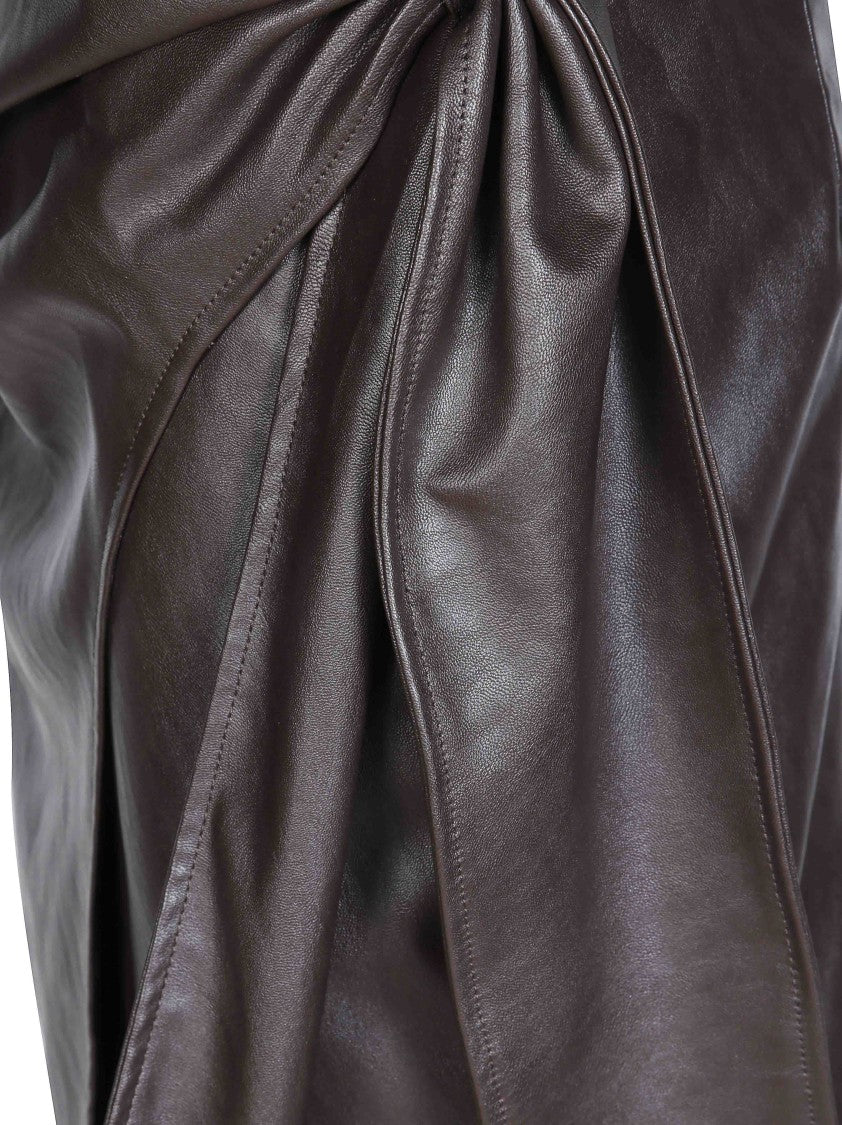 Elisabetta Franchi Faux Leather Wrap Midi Skirt