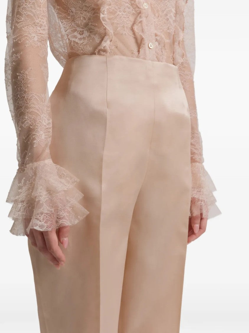 Alberta Ferretti Tailored Organza Pants With High Waist