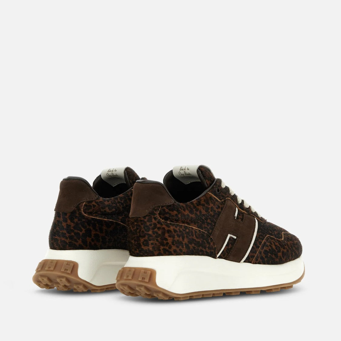 Hogan Leopard Print Dark Brown Suede Sneakers
