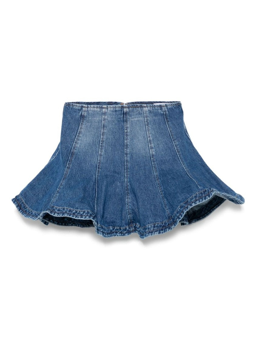 Msgm Flared Denim Skirt With Multi-Panel Design