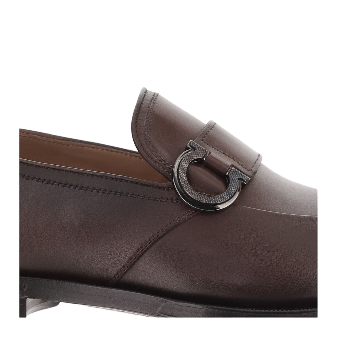 Salvatore Ferragamo Brown Logo Detail Leather Loafers