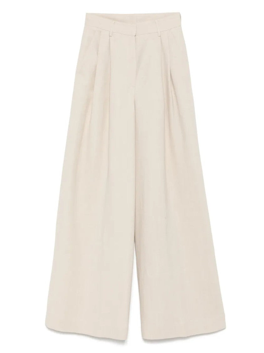 Antonelli Ecru Pleated Trousers