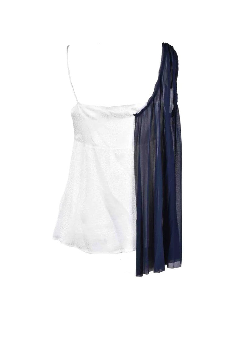 Erika Cavallini White/Blue Silk Polyester Top