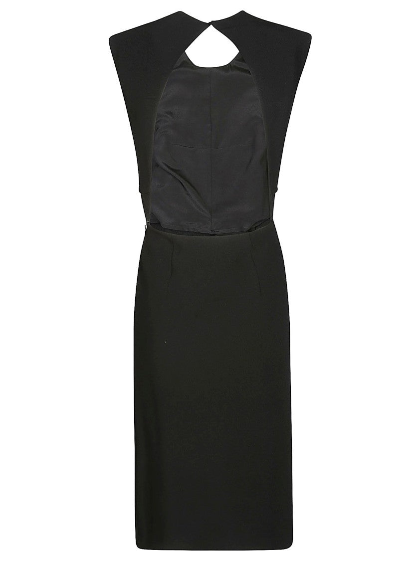 Sportmax Sleeveless Black Evening Dress With Keyhole Back