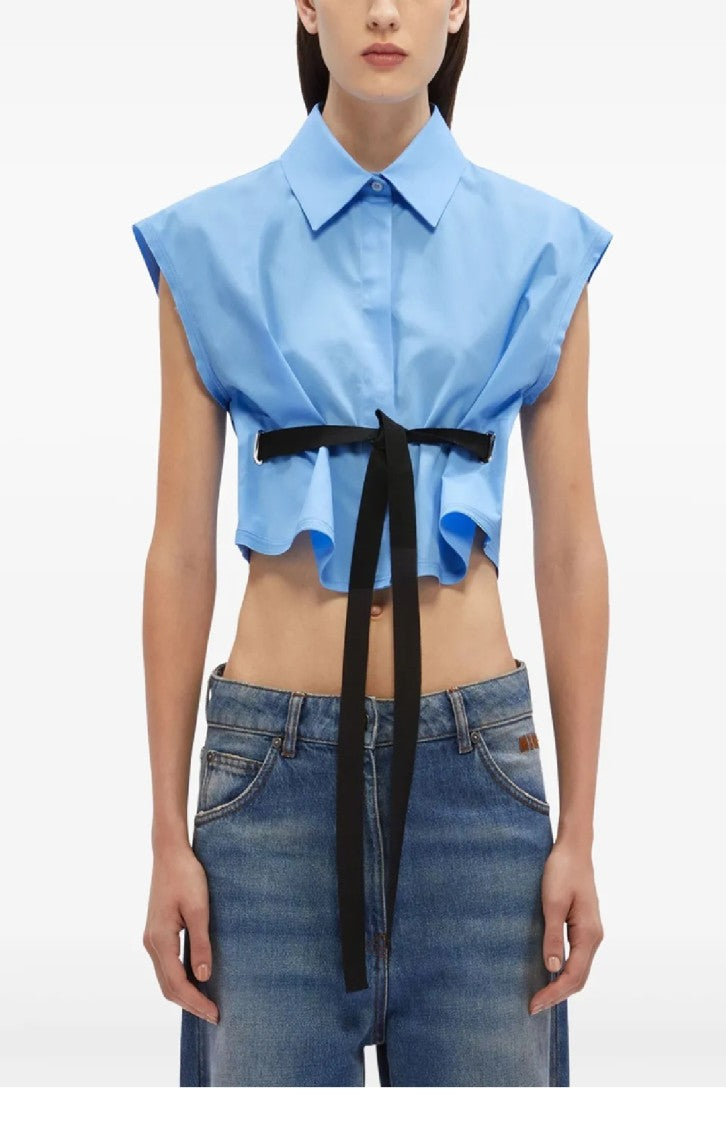 Msgm Cropped Shirt With Classic Collar