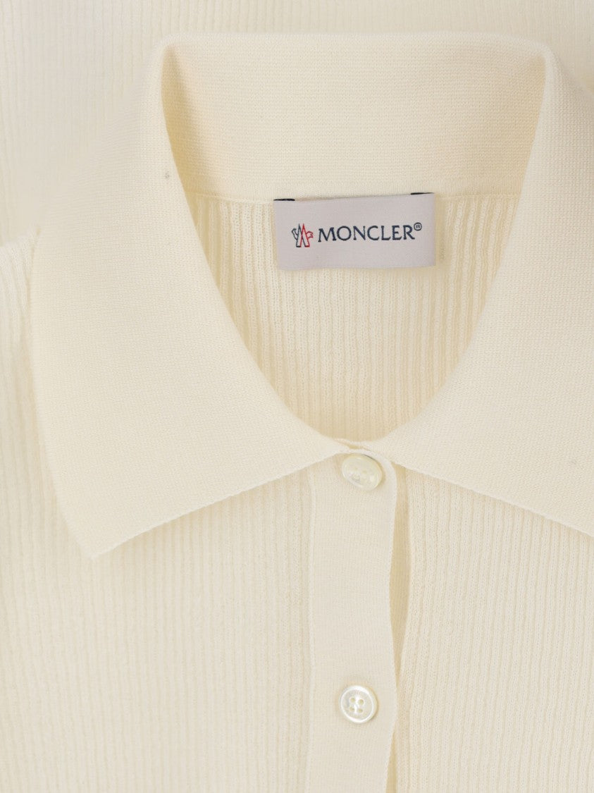 Moncler Ribbed Cotton-Blend Moncler Top With Classic Collar