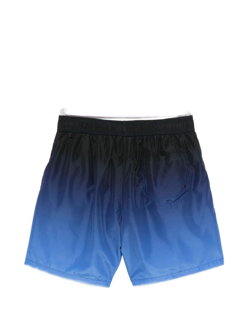 Moschino Gradient Print Swim Shorts With Palm Tree Design