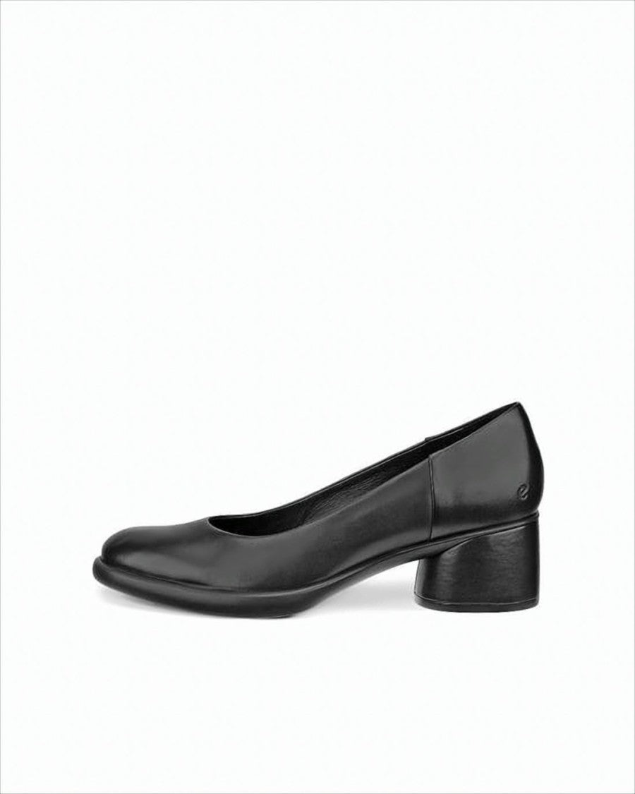 Ecco Refined Black Leather Pumps With Cylindrical Heel