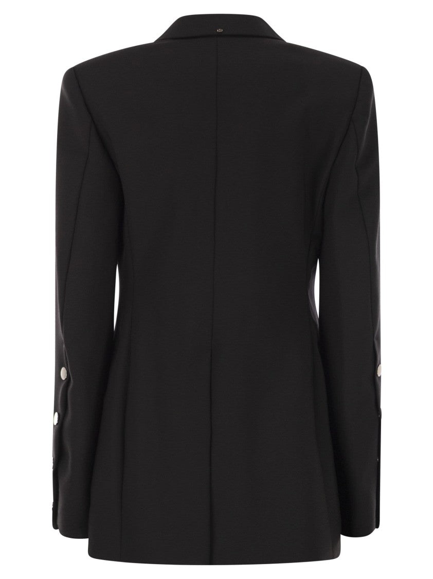 Sportmax Refined Black Stretch Wool Blazer With Tailored Silhouette