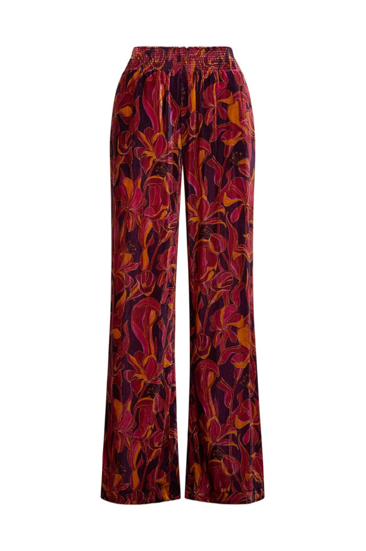 Maliparmi Lily's Ballet Velvet Smocked Wide-Leg Pants