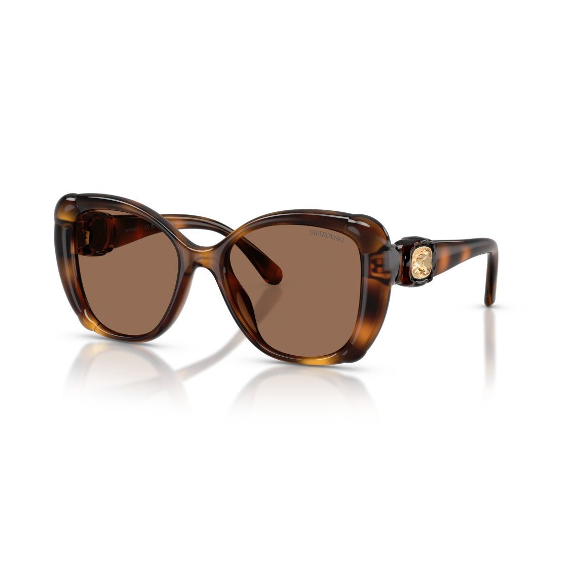 Swarovski 0Sk6051u Oversized Tortoiseshell Sunglasses With Crystal-Embellished Temples