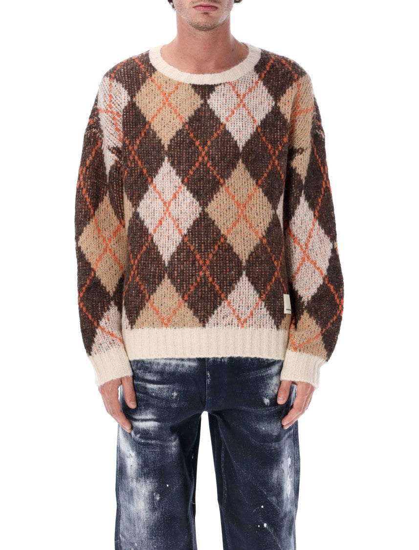 Emporio Armani Oversized Argyle Jacquard Knit Pullover