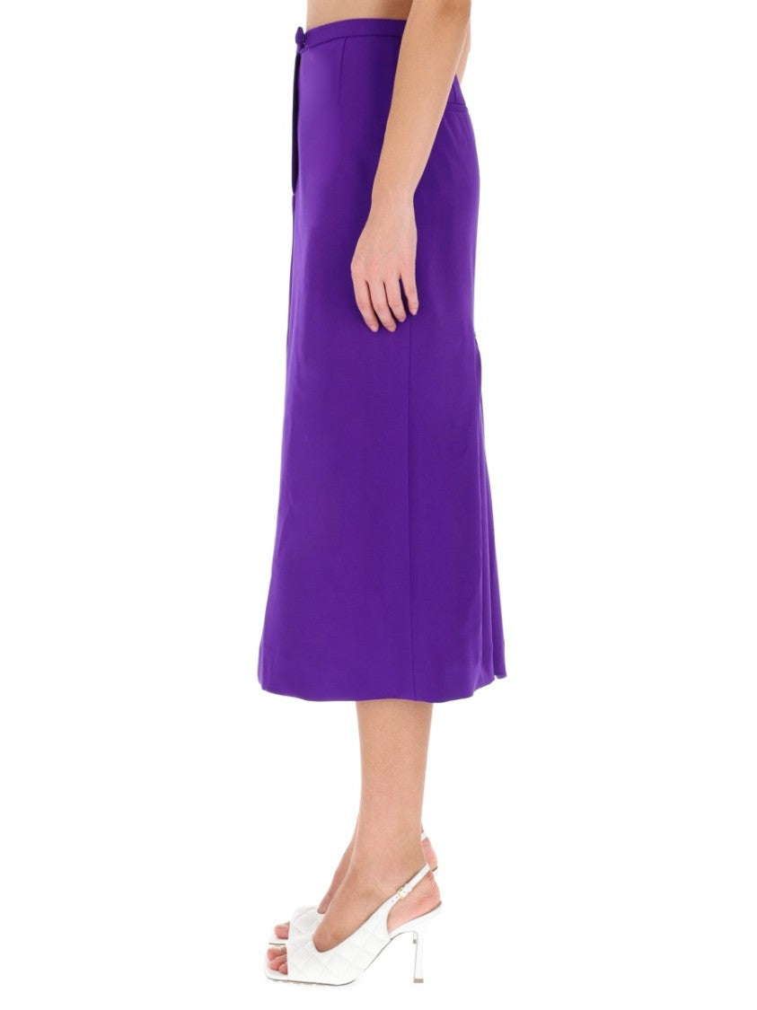 Dries Van Noten Sandora High-Waist Pleated Back Detail Wool-Blend Midi Skirt