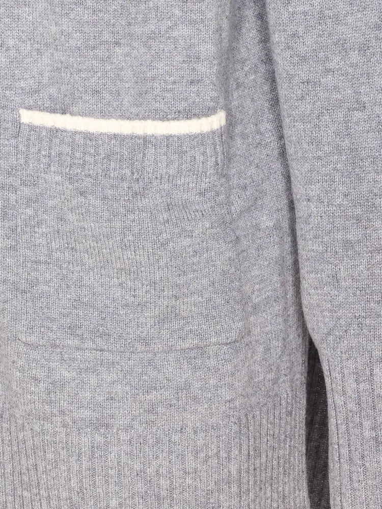 Pinko Grey Tasmania V-Neck Wool-Cashmere Cardigan