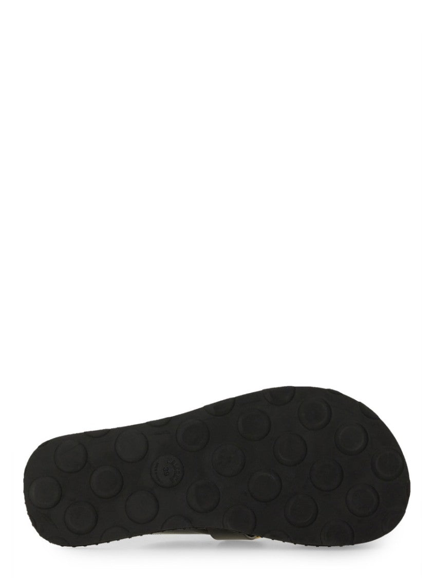 Moschino Black Leather Sandal With Logo Detail