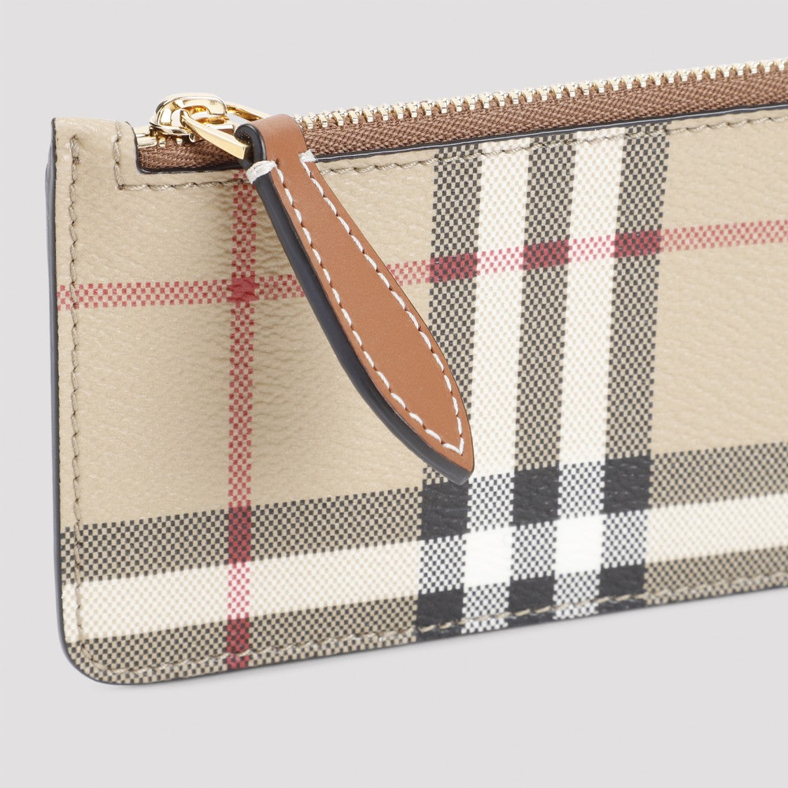 Burberry Check Print Brown Leather Wallet