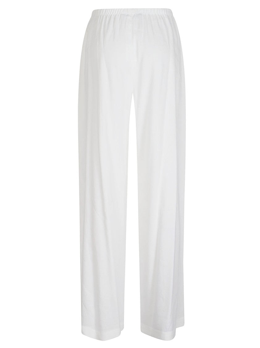 Max Mara Wide-Leg Trousers In Linen Blend Jersey With Gathered Waistband