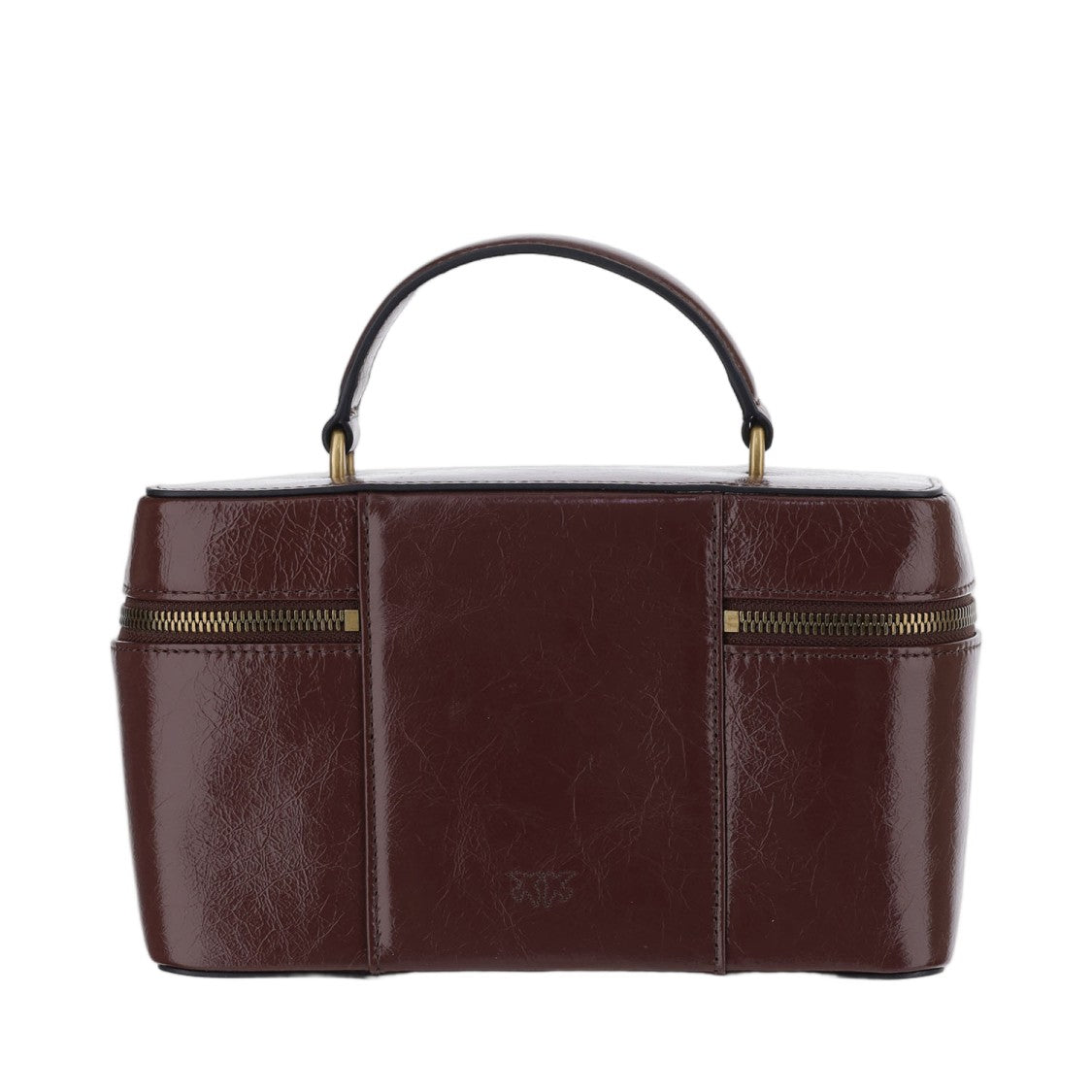 Pinko Brown Love Birds Lambskin Vanity Bag