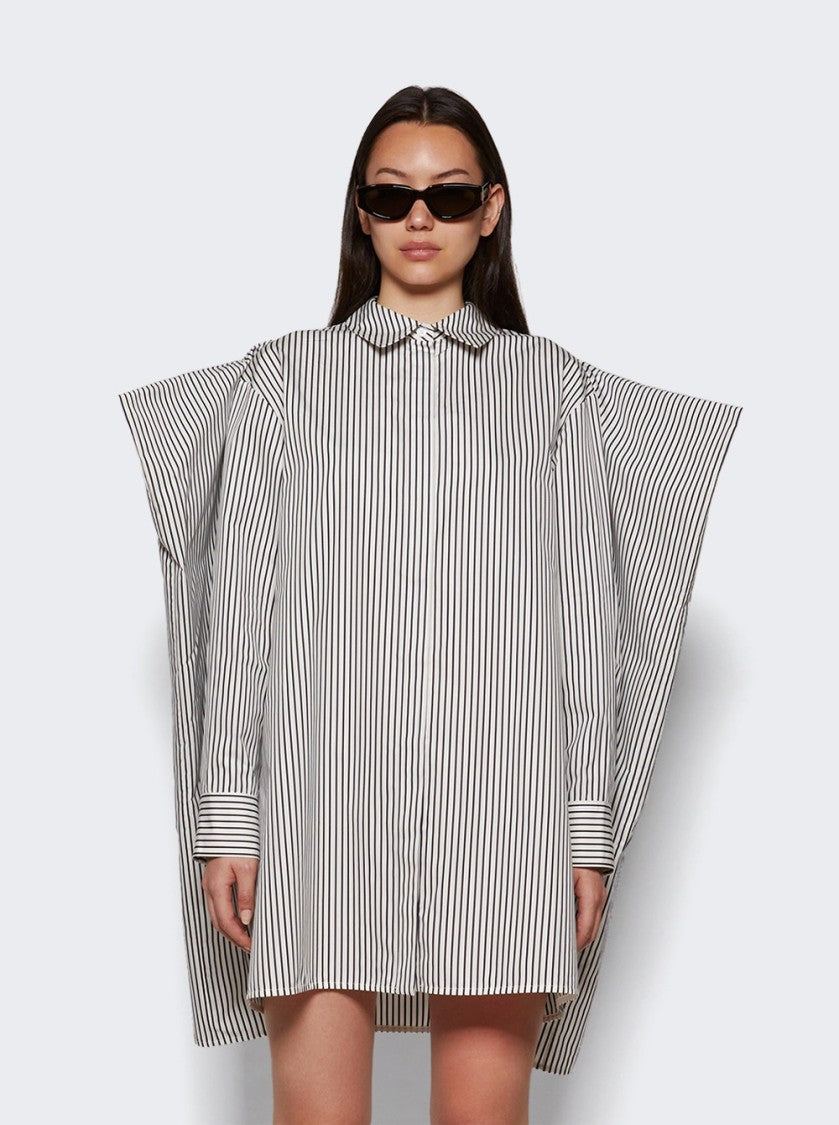 Proenza Schouler Isla Dress In Stripe Cotton Silk Poplin Navy