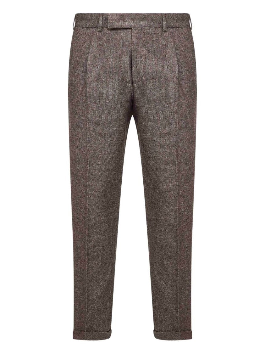 Pt Torino Tailored Brown Trousers In Wool-Cashmere Blend