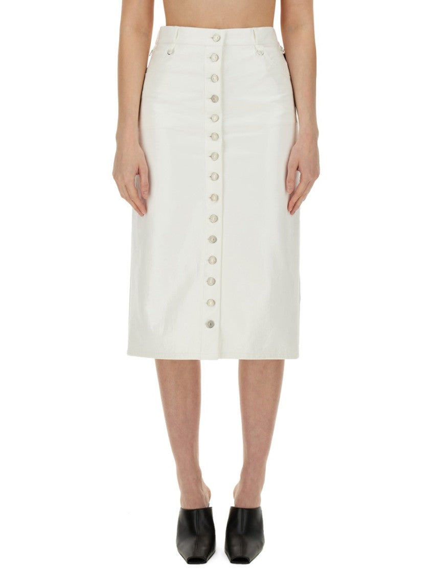 Courrèges Midi Skirt With Front Button Detailing And Back Slit