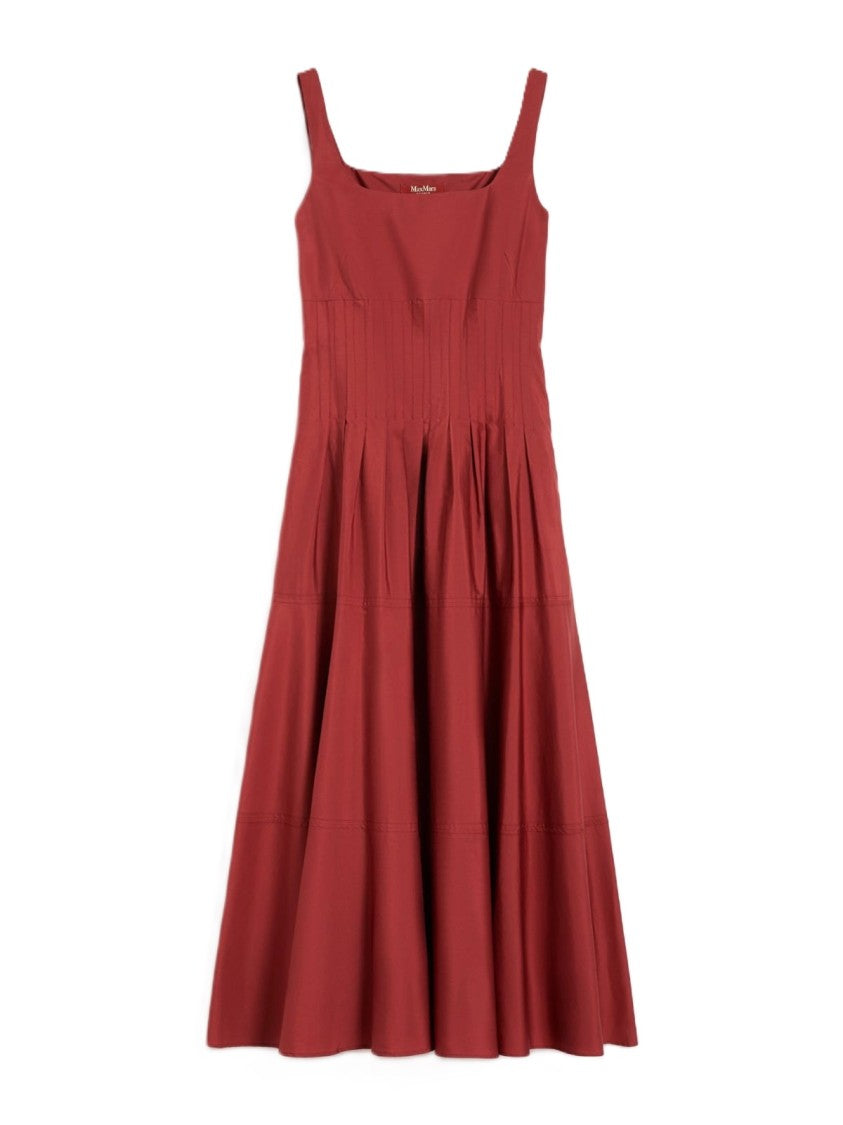 Max Mara Square Neckline Midi Dress With Flared Skirt