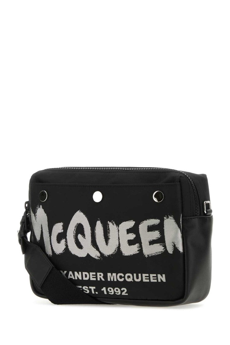 Alexander Mcqueen Black Fabric Mcqueen Graffiti Crossbody Bag