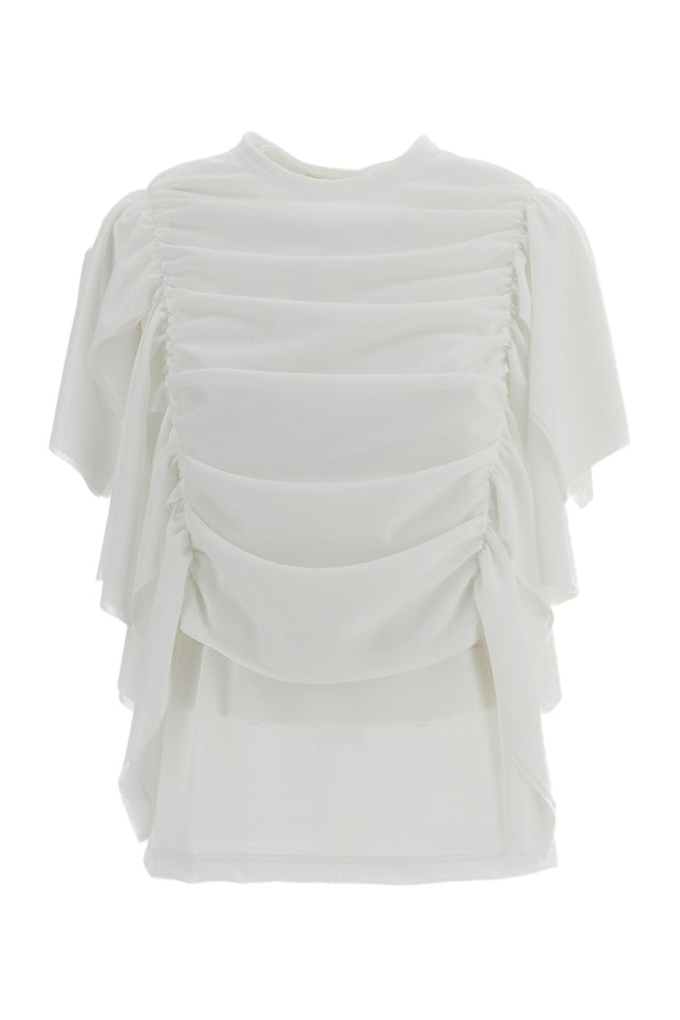 Comme Des Garçons White Fluid Draped Short-Sleeve Top