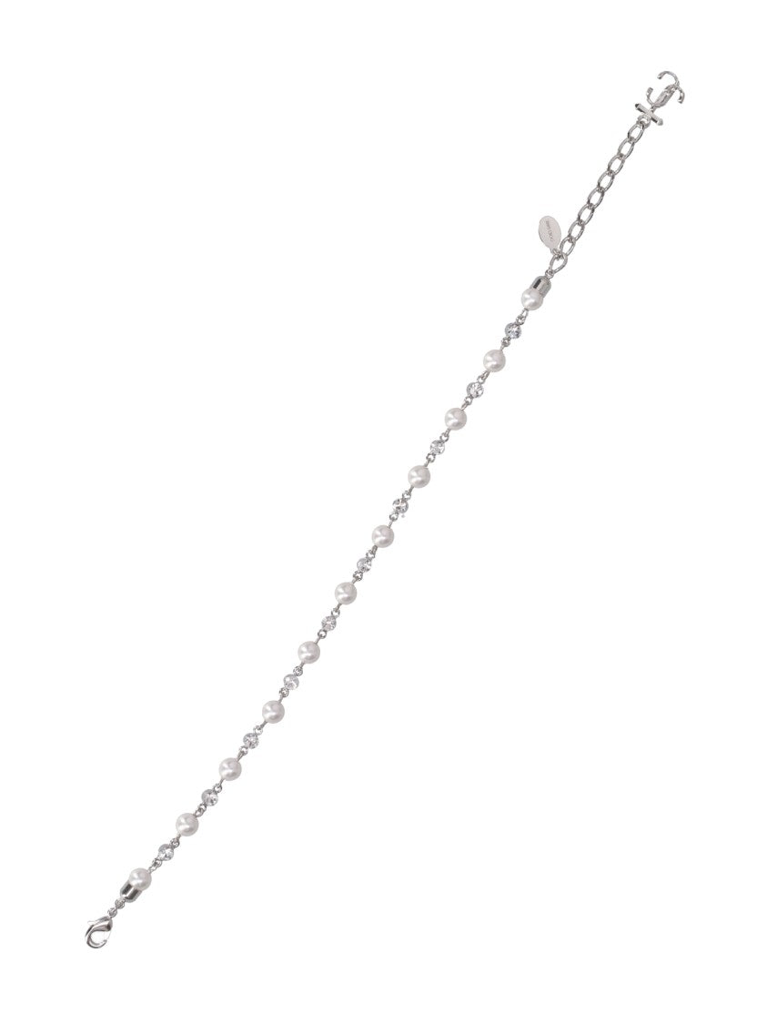 Jimmy Choo Delicate Pearl Bracelet With Silver Chain