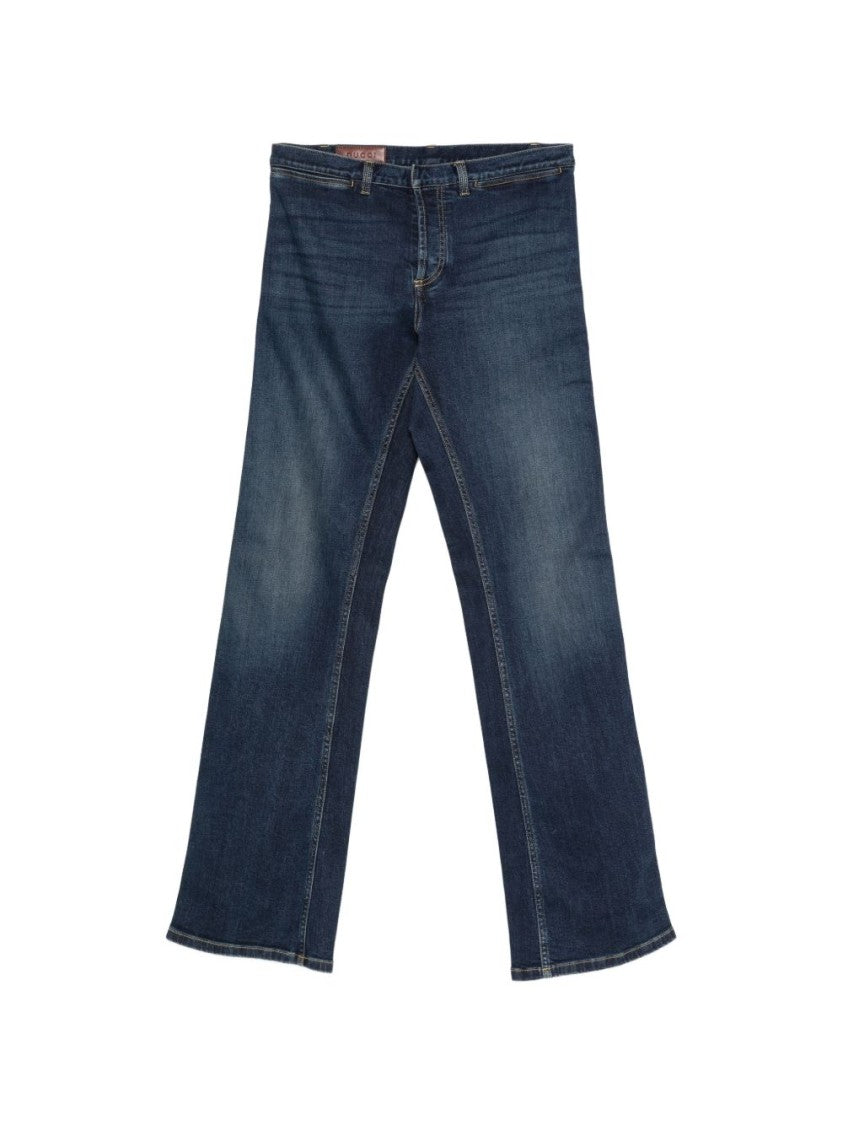 Gucci Dark Blue Stripe Accent Straight-Leg Denim Jeans