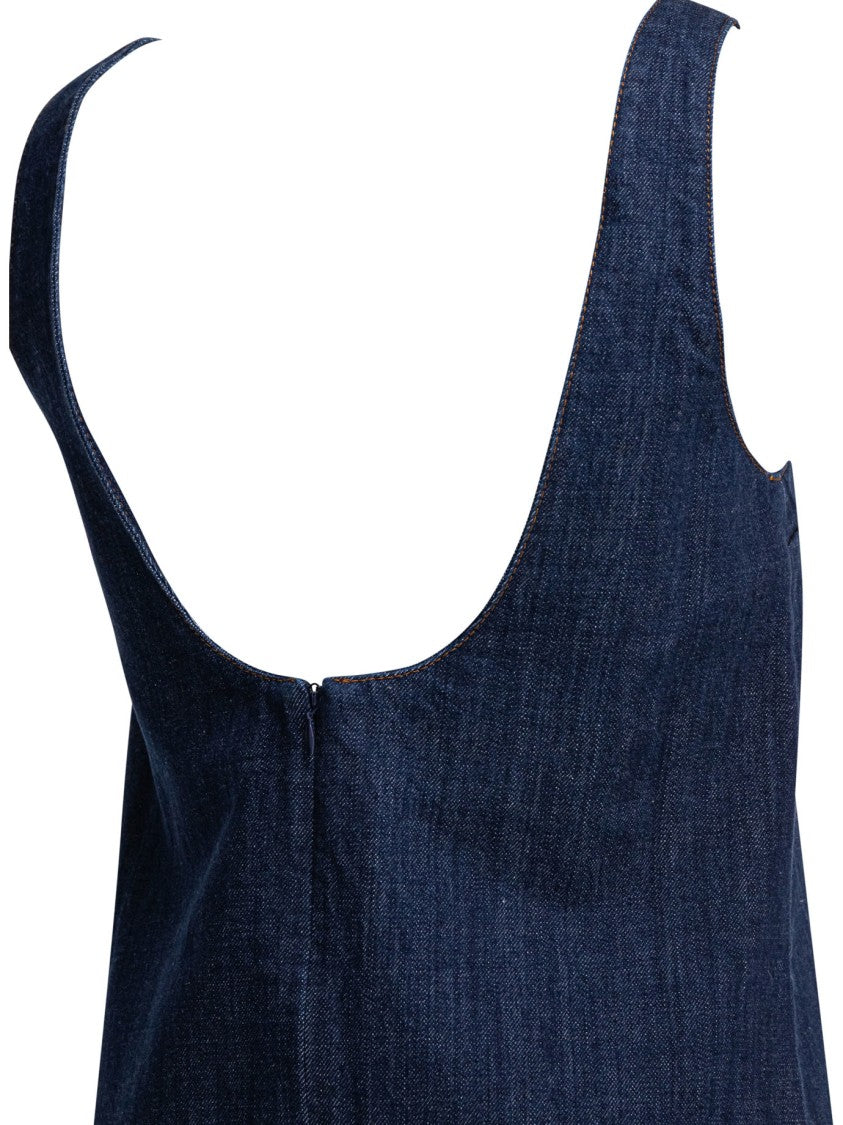 Ami Paris Sleeveless Dark Denim Mini Dress
