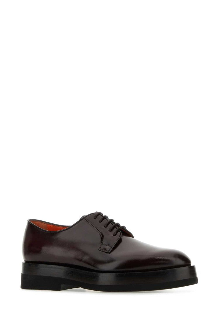 Santoni Grape Leather Lace-Up Shoes